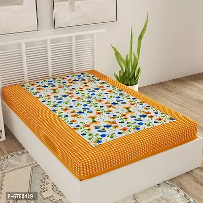 Designer Yellow Cotton Printed Single Bedsheet
