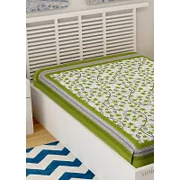 Designer Green Cotton Printed Single Bedsheet-thumb2
