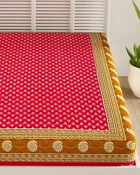 Designer Red Cotton Printed Single Bedsheet-thumb3