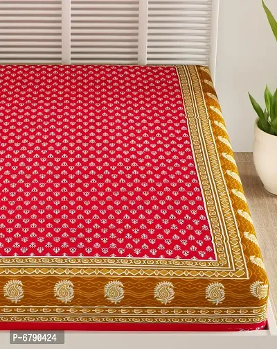 Designer Red Cotton Printed Single Bedsheet-thumb4