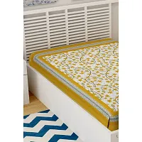 Designer Yellow Cotton Printed Single Bedsheet-thumb2