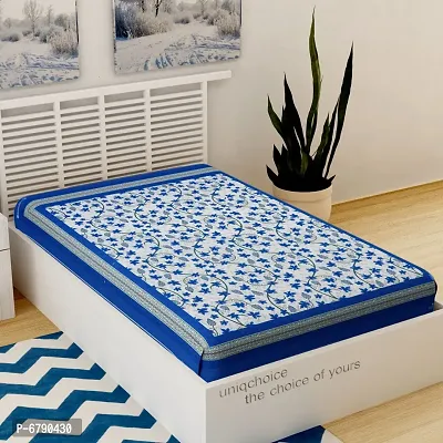 Designer Blue Cotton Printed Single Bedsheet