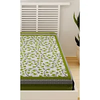 Designer Green Cotton Printed Single Bedsheet-thumb3