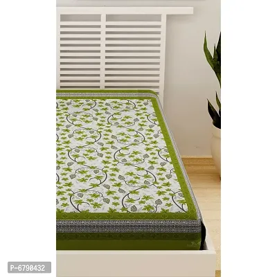 Designer Green Cotton Printed Single Bedsheet-thumb4
