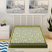 Designer Green Cotton Printed Single Bedsheet-thumb1