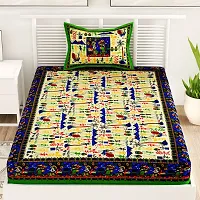 Designer Green Cotton Printed Single Bedsheet With Pillow Cover-thumb1