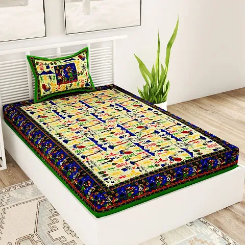Cotton Printed Single Bedsheet With Pillow Cover (87*60 Inch) Vol 2