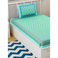 Designer Green Cotton Printed Single Bedsheet With Pillow Cover-thumb2