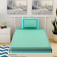 Designer Green Cotton Printed Single Bedsheet With Pillow Cover-thumb1