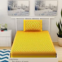 Designer Yellow Cotton Printed Single Bedsheet With Pillow Cover-thumb1