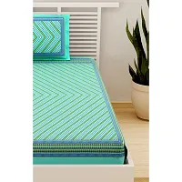 Designer Green Cotton Printed Single Bedsheet With Pillow Cover-thumb3