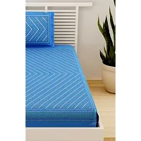 Designer Blue Cotton Printed Single Bedsheet With Pillow Cover-thumb3