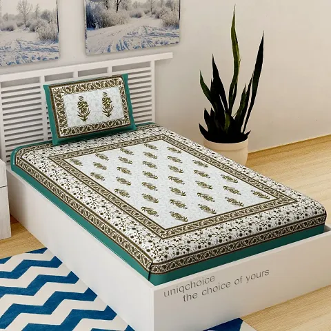 Printed Cotton Single Bedsheet with 1 Pillow Cover