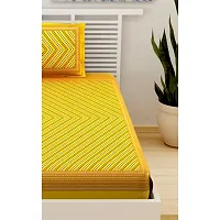 Designer Yellow Cotton Printed Single Bedsheet With Pillow Cover-thumb3