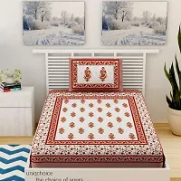 Designer Brown Cotton Printed Single Bedsheet With Pillow Cover-thumb1