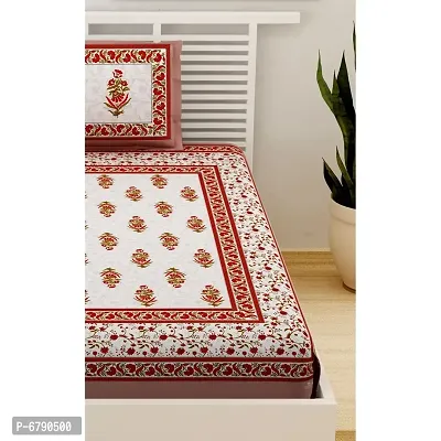 Designer Brown Cotton Printed Single Bedsheet With Pillow Cover-thumb4