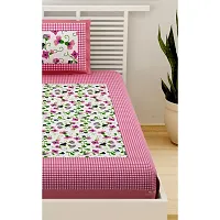 Designer Pink Cotton Printed Single Bedsheet With Pillow Cover-thumb3