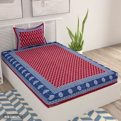 Designer Maroon Cotton Printed Single Bedsheet With Pillow Cover