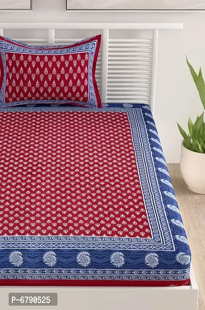 Designer Maroon Cotton Printed Single Bedsheet With Pillow Cover-thumb4