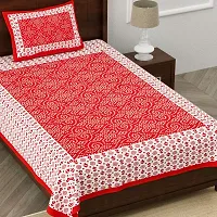 Designer Red Cotton Printed Single Bedsheet With Pillow Cover-thumb1