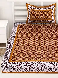 Designer Brown Cotton Printed Single Bedsheet With Pillow Cover-thumb3