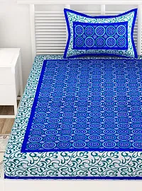 Designer Blue Cotton Printed Single Bedsheet With Pillow Cover-thumb3