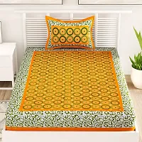 Designer Yellow Cotton Printed Single Bedsheet With Pillow Cover-thumb1