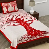 Designer Red Cotton Printed Single Bedsheet With Pillow Cover-thumb1