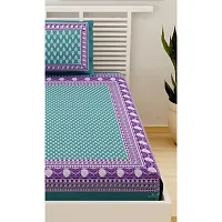 Designer Green Cotton Printed Single Bedsheet With Pillow Cover-thumb3