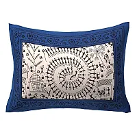 Designer Blue Cotton Printed Single Bedsheet With Pillow Cover-thumb3
