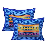 Designer Blue Cotton Printed Single Bedsheet With Pillow Cover-thumb3