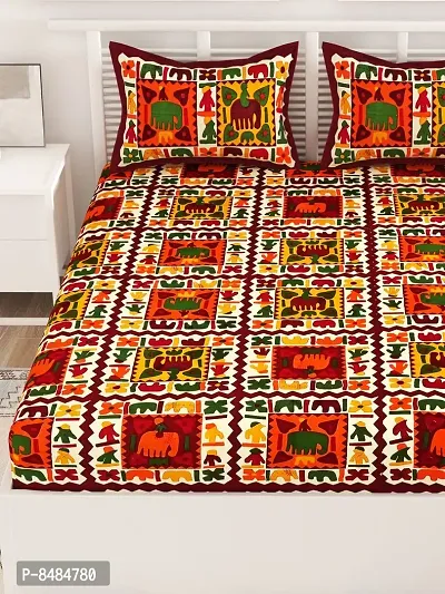Trendy Cotton Double BedSheet With 2 Pillow Cover-thumb4