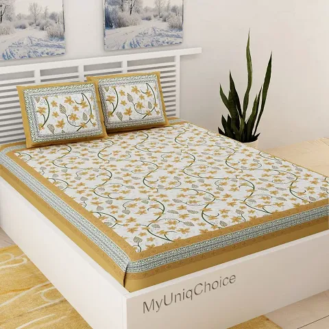 Printed Cotton Double Bedsheets (94*83 Inch)