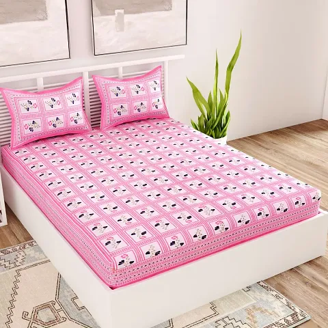 Printed Cotton Double Bedsheets (94*83 Inch)