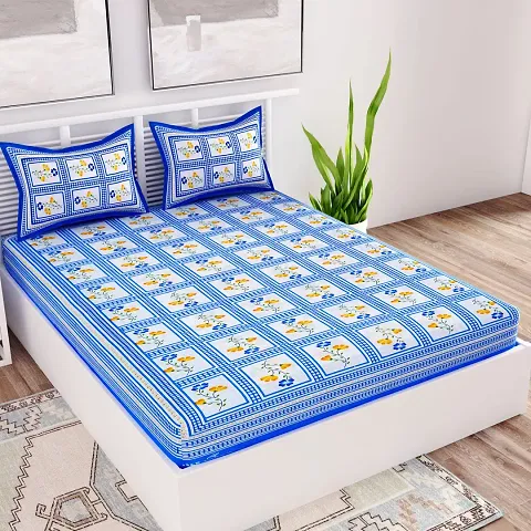 Cotton Double Bedsheets With 2 Pillow Covers (94*83 Inch)