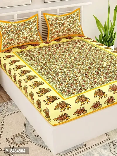 Trendy Cotton Double BedSheet With 2 Pillow Cover-thumb3