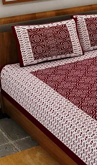 Trendy Maroon Cotton Printed Double Bedsheet With 2 Pillow Cover-thumb4