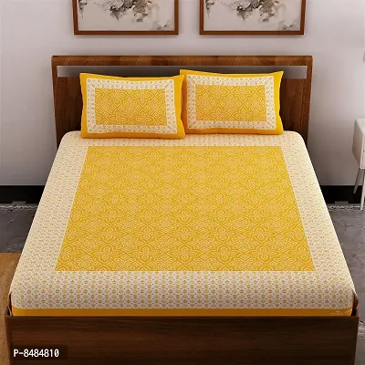 Trendy Cotton Double BedSheet With 2 Pillow Cover-thumb2