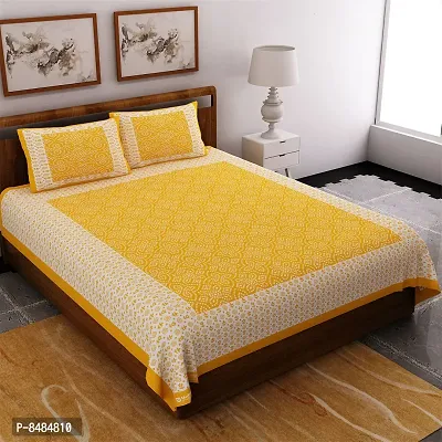 Trendy Cotton Double BedSheet With 2 Pillow Cover-thumb0