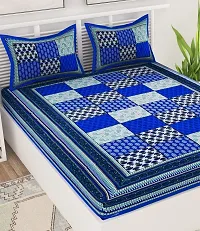 Trendy Cotton Double BedSheet With 2 Pillow Cover-thumb2