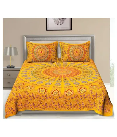 (93*84 Inch) Printed Double Bedsheets With 2 Pillow Covers