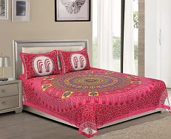 Trendy Cotton Double BedSheet With 2 Pillow Cover-thumb1