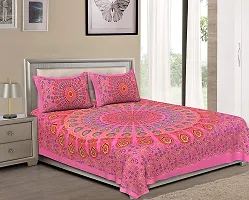 Trendy Cotton Double BedSheet With 2 Pillow Cover-thumb1