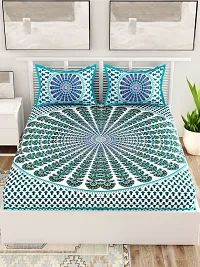 Trendy Cotton Double BedSheet With 2 Pillow Cover-thumb1