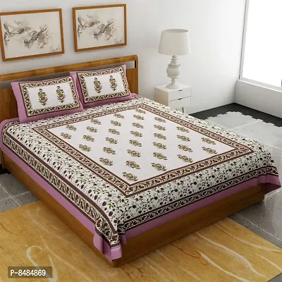 Trendy Cotton Double BedSheet With 2 Pillow Cover-thumb0