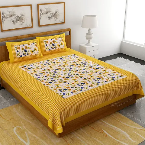 Printed Cotton Double Bedsheets With 2 Pillow Covers (94*83 Inch)