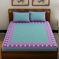 Trendy Cotton Double BedSheet With 2 Pillow Cover-thumb1