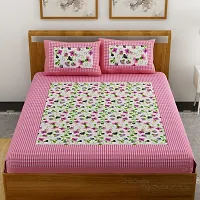 Trendy Cotton Double BedSheet With 2 Pillow Cover-thumb1