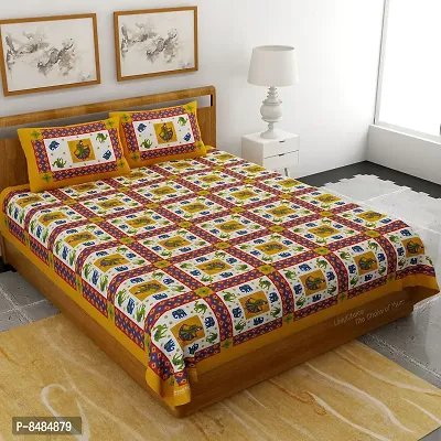 Trendy Cotton Double BedSheet With 2 Pillow Cover-thumb0