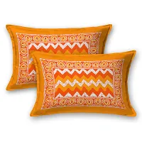 Trendy Orange Cotton Double Printed Bedsheet With 2 Pillow Cover-thumb4